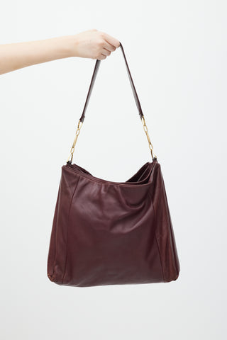 Loewe Burgundy & Gold Leather Shoulder Bag