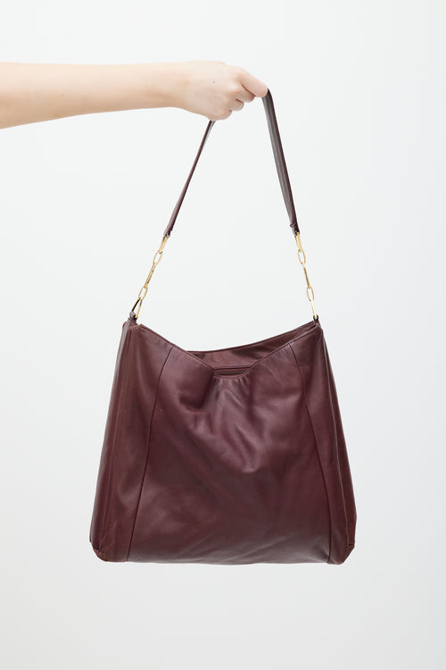 Loewe Burgundy & Gold Leather Shoulder Bag
