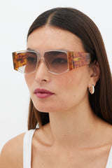 Loewe Clear & Brown LW40026 Rectangular Sunglasses