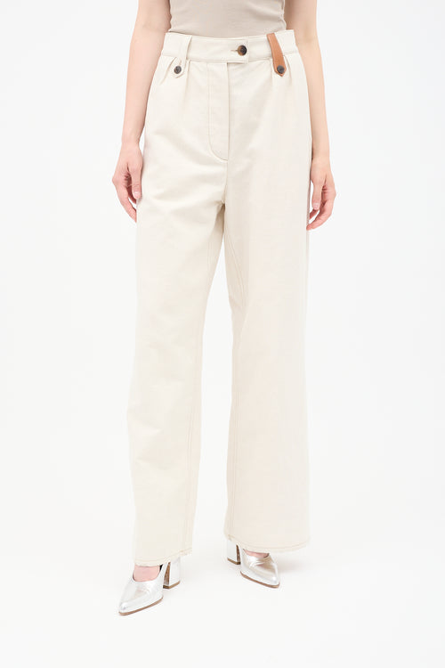 Loewe Cream Linen Wide Leg Jeans