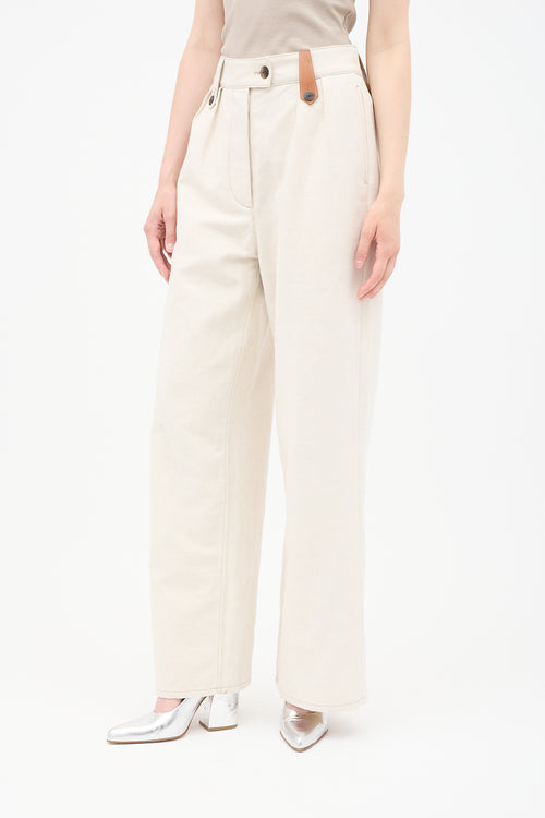 Loewe Cream Linen Wide Leg Jeans