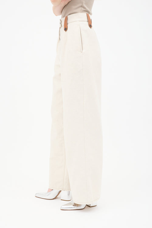 Loewe Cream Linen Wide Leg Jeans