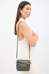 Loewe Dark Grey Leather Mini Puzzle Bag