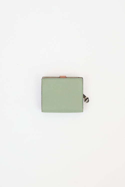 Loewe Green & Multi Leather Compact Zip Wallet