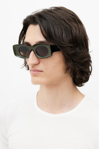 Loewe Green & Black LW40033l Rectangle Sunglasses