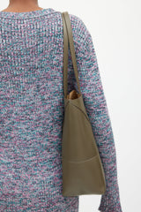 Loewe Green Leather Medium Puzzle Fold Tote