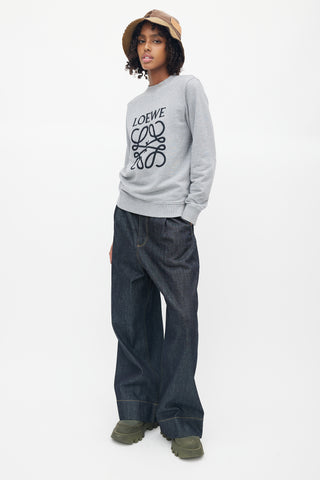Loewe Grey & Black Embroidered Logo Sweater