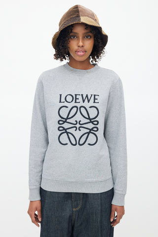 Loewe Grey & Black Embroidered Logo Sweater