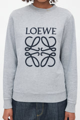 Loewe Grey & Black Embroidered Logo Sweater