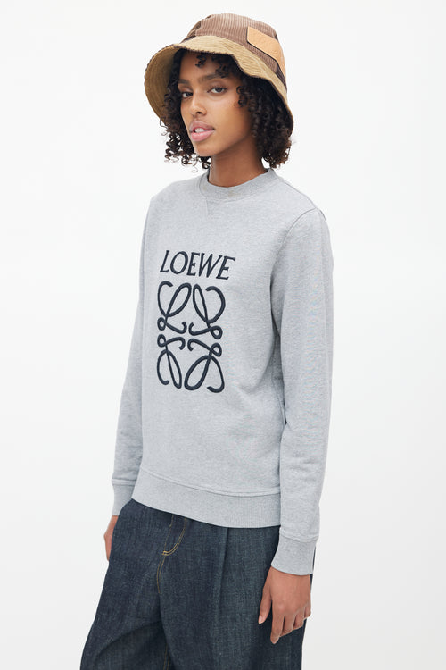 Loewe Grey & Black Embroidered Logo Sweater
