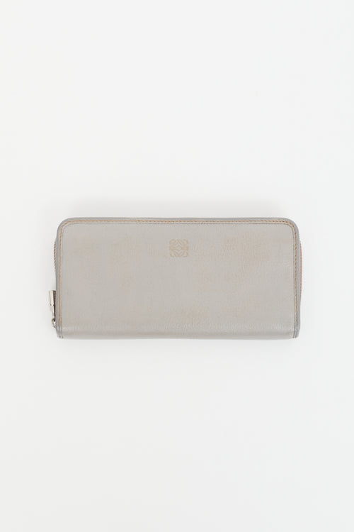 Loewe Grey Leather Long Zip Wallet
