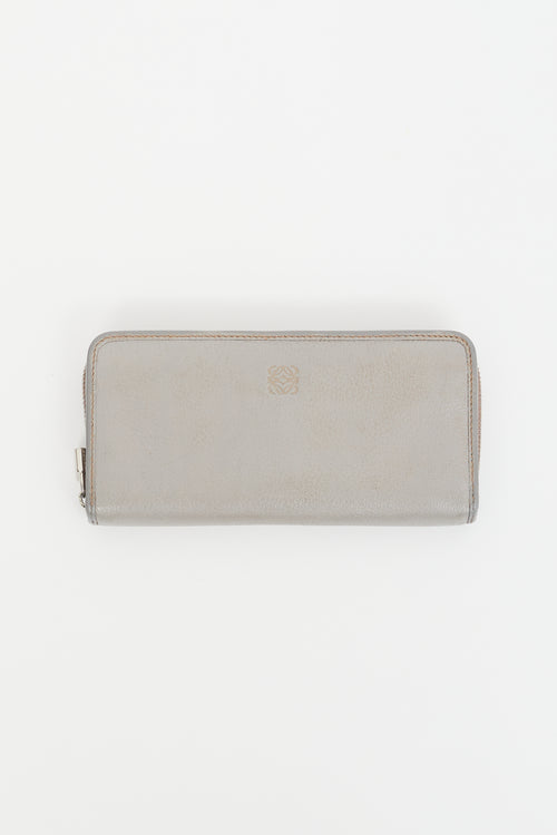 Loewe Grey Leather Long Zip Wallet