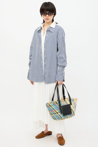 Loewe Leather & Raffia Basket Bag