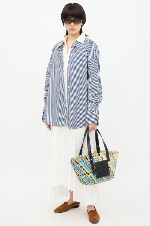 Loewe Leather & Raffia Basket Bag