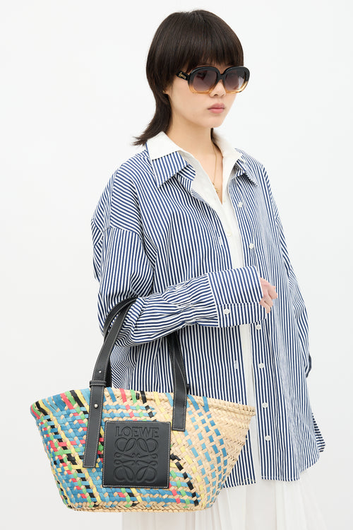 Loewe Leather & Raffia Basket Bag