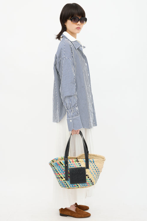 Loewe Leather & Raffia Basket Bag
