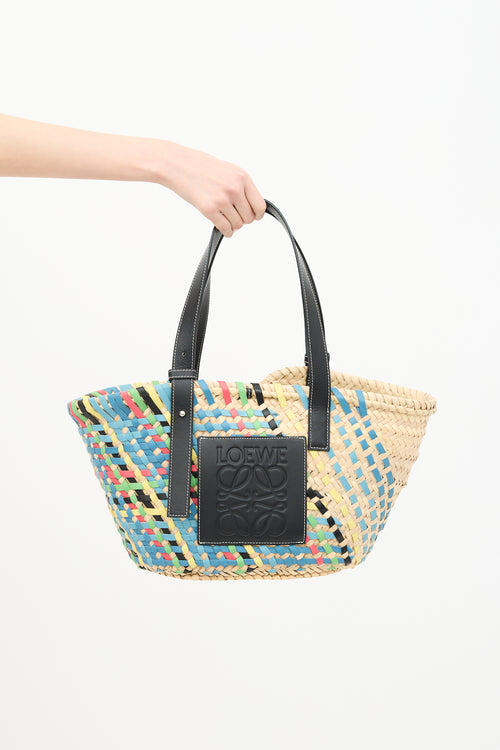 Loewe Leather & Raffia Basket Bag