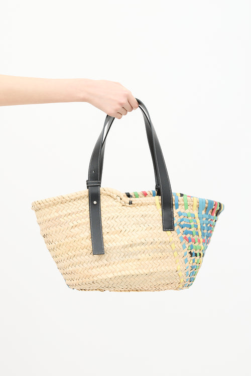 Loewe Leather & Raffia Basket Bag