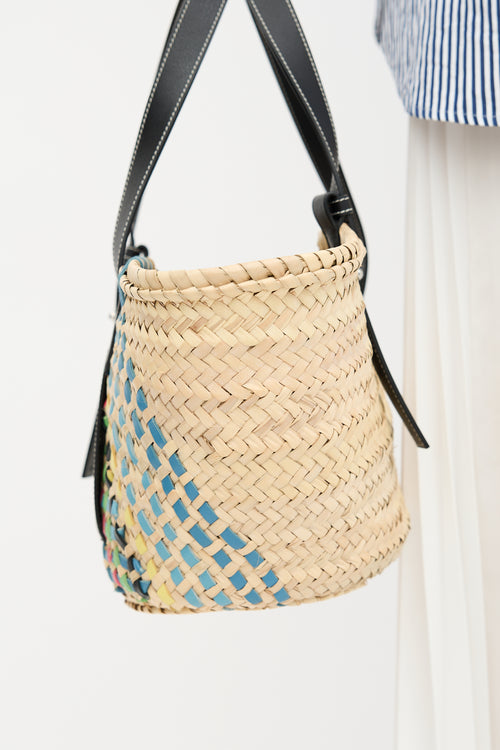Loewe Leather & Raffia Basket Bag