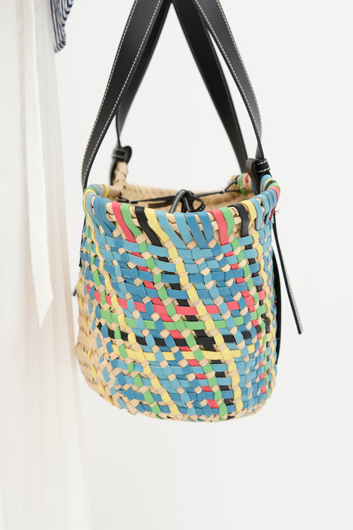 Loewe Leather & Raffia Basket Bag