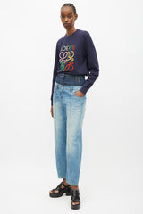Loewe Navy & Mutlicolour Embroidered Logo Sweater