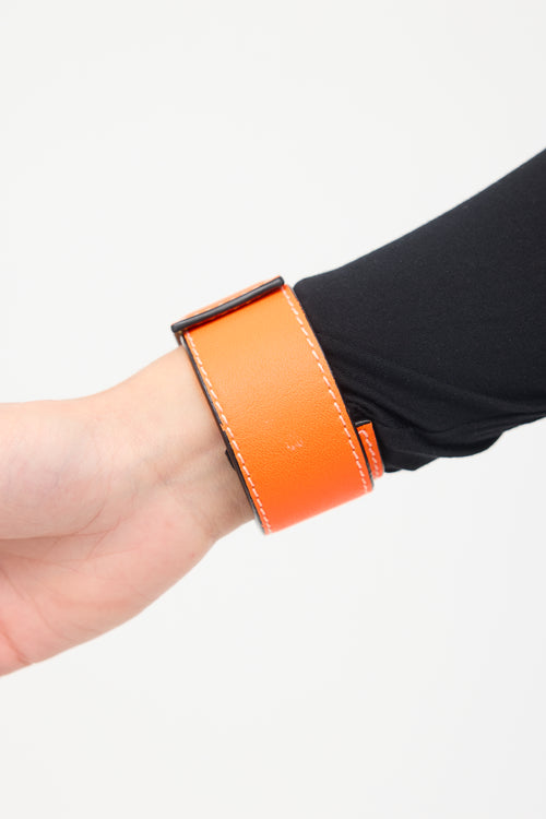 Loewe Orange Leather Slap Bracelet