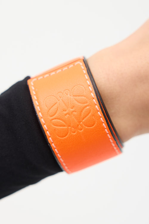 Loewe Orange Leather Slap Bracelet