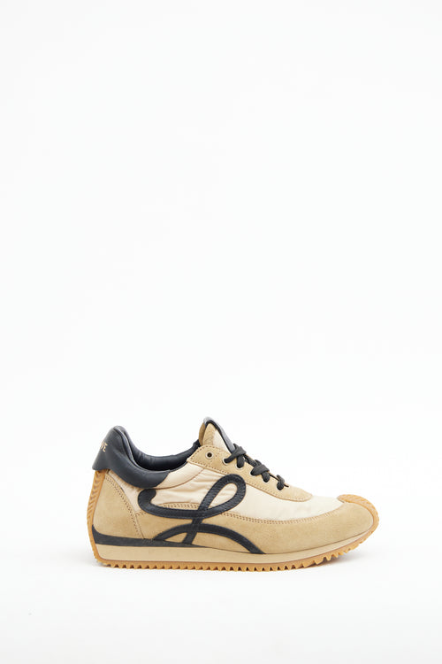 Loewe Gold & Black Nylon Suede Flow Sneaker