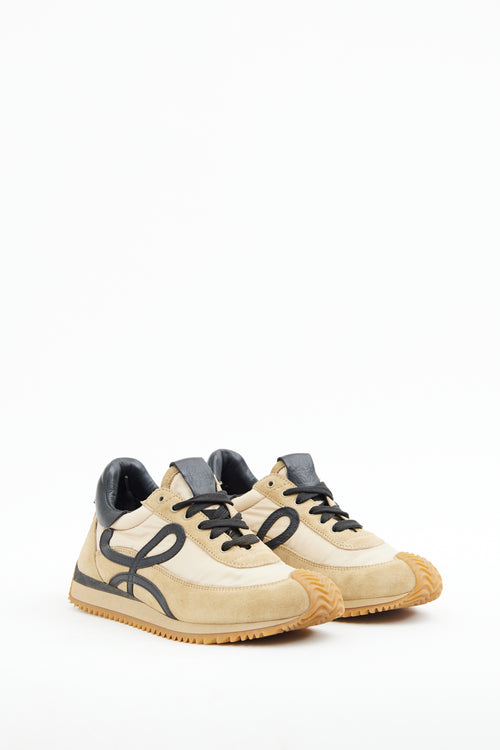 Loewe Gold & Black Nylon Suede Flow Sneaker