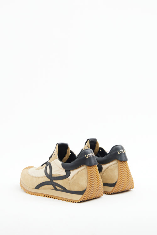 Loewe Gold & Black Nylon Suede Flow Sneaker