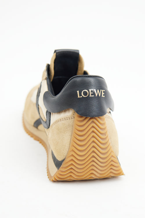 Loewe Gold & Black Nylon Suede Flow Sneaker