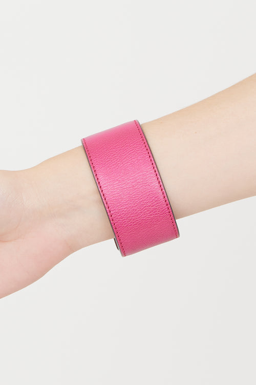 Loewe Pink Leather Turnlock Bracelet