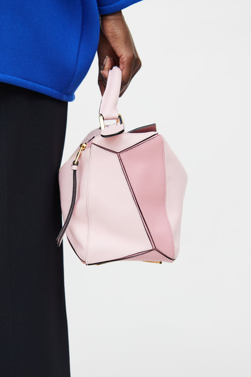 Pink Leather Medium Puzzle Bag