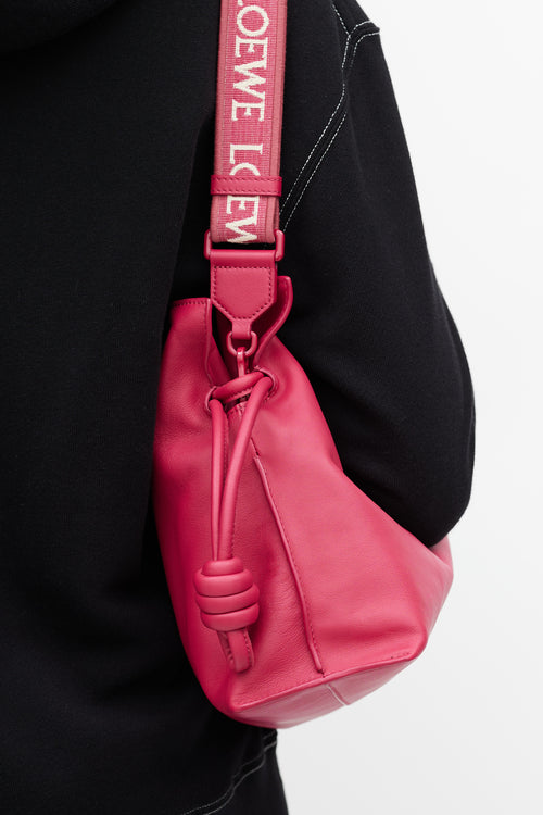 Loewe Pre-Spring 2023 Fuchsia Leather Medium Flamenco Clutch Bag