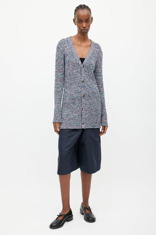 Loewe Purple & Blue Wool Knit Cardigan