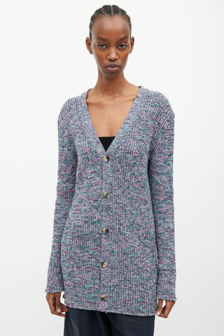 Loewe Purple & Blue Wool Knit Cardigan