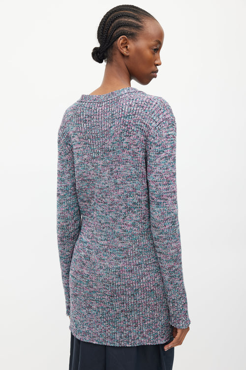 Loewe Purple & Blue Wool Knit Cardigan
