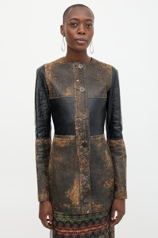 Loewe SS 2017 Distressed Leather Patchwork Coat