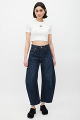 Loewe White & Black Embroidered Logo Top