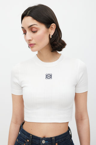 Loewe White & Black Embroidered Logo Top