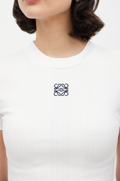 Loewe White & Black Embroidered Logo Top