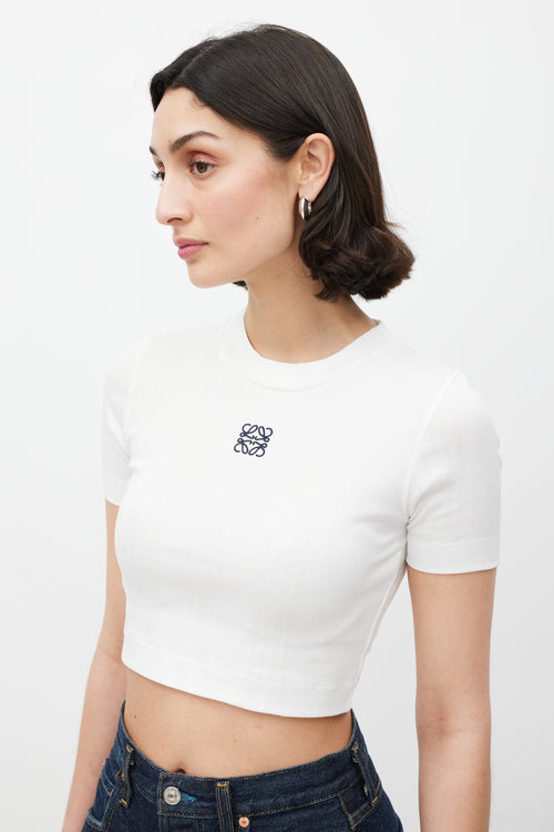 Loewe White & Black Embroidered Logo Top