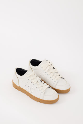 Loewe White & Brown Leather Low Top Sneaker