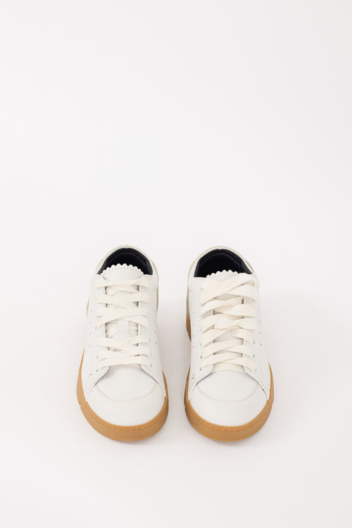 Loewe White & Brown Leather Low Top Sneaker