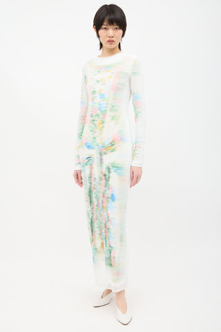 Loewe White & Multi Mesh Trompe L'Oeil Dress