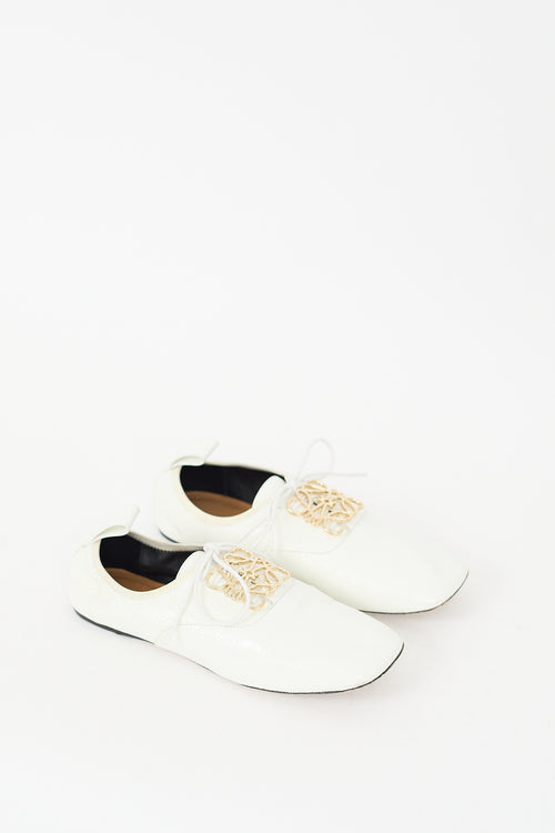 Loewe White Patent Leather Anagram Derby