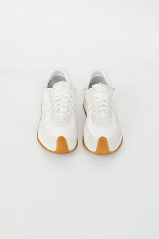Loewe White Nylon & Suede Flow Sneaker