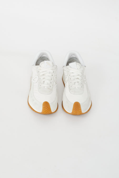 Loewe White Nylon & Suede Flow Sneaker