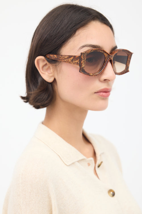 Loewe Brown Printed Oversized Square LW400470 Sunglasses