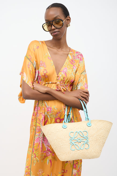 Loewe X Tiffany & Co. Beige & Light Blue Basket Bag